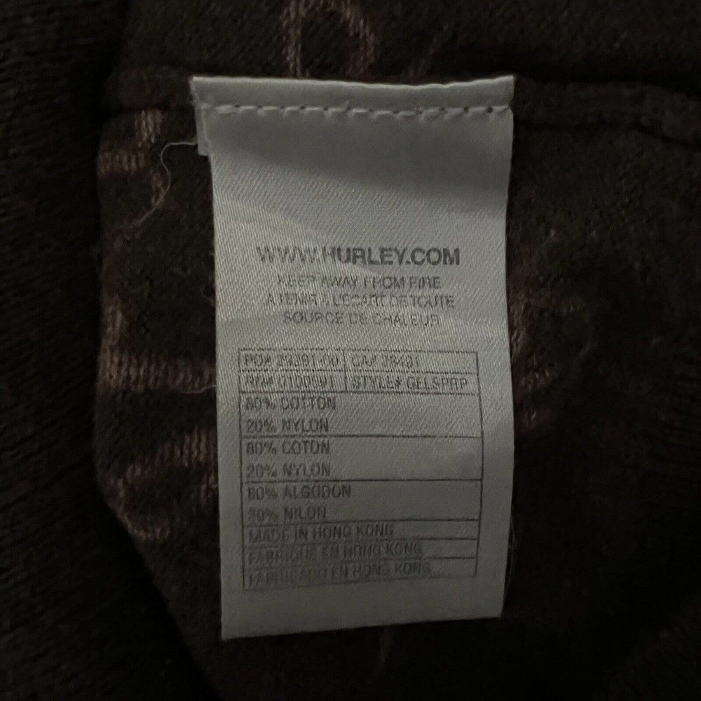 Hurley Y2K Brown Hooded 1/4 Button Pullover Side Logo Ribbed Sweater - Medium - Picture 8 of 8